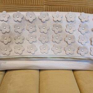 Floral Embellished White Cushion